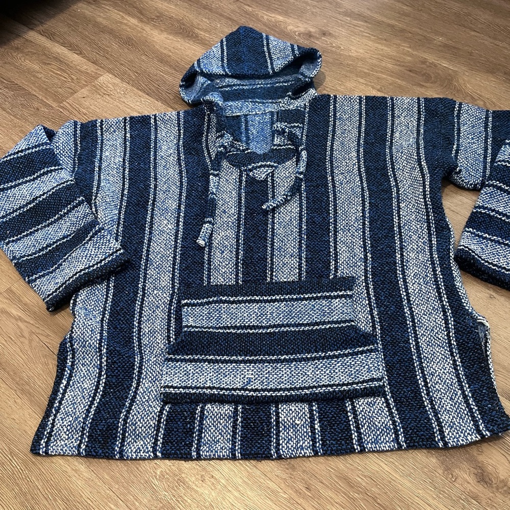 Baja Hoodie Mexican sudadera de jerga Sufer Skater Hippie Hobo Men's Size Large